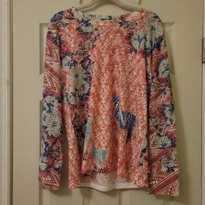 Whimsy Rose Llama Floral Thermal Long Sleeve Tee